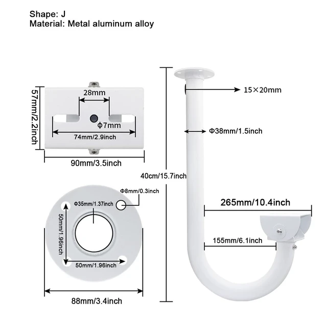 Alt view image 6 of 7 - Rosebe Dual Mount Arm J Type Base Bracket for CCTV Cameras,Metal 2 Base Bracket Horizontal Cross Bar Dual Camera Mount Bracket J Shape Wall Mounting Bracket
