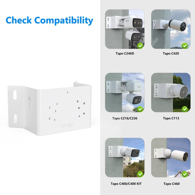 Alt view image 4 of 7 - Koroao Corner Mount Bracket Compatible with TP-Link Tapo C246D/C236/C216/C217/C113/C420/C400/C400 KIT/C460 Cameras(White)