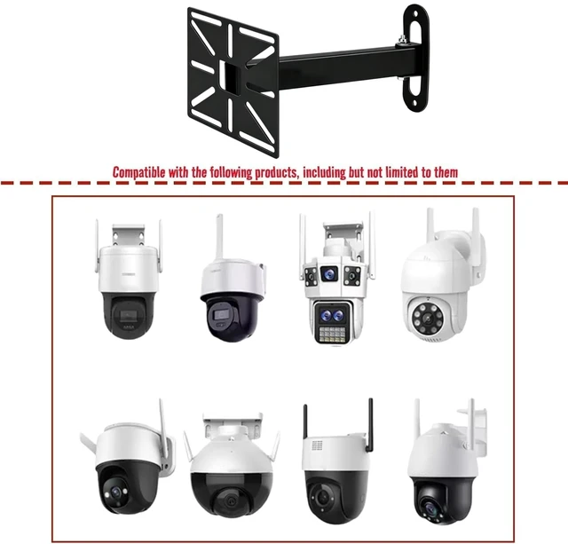 Alt view image 4 of 6 - Adjustable CCTV Camera Wall Mount Bracket, Universal Compatibility for Dome/PTZ Cameras & Ball Machines, Indoor/Outdoor Security Camera Holder with Mounting Plate (7.87 inches Black Mount and Plate)