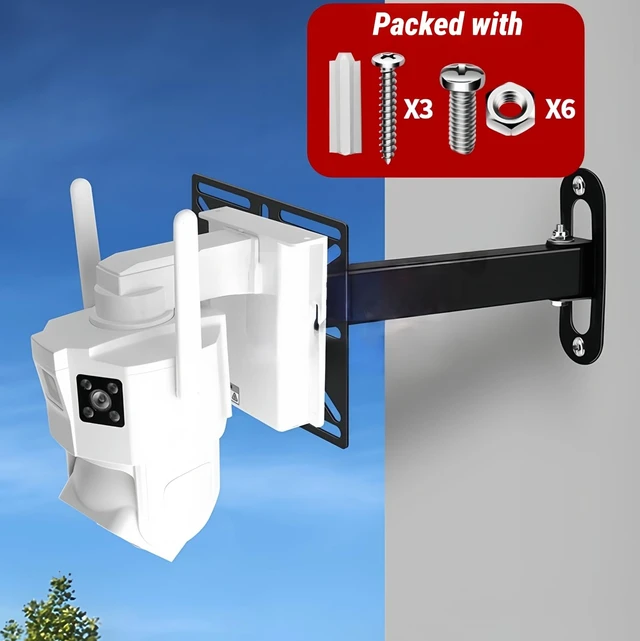 Alt view image 5 of 6 - Adjustable CCTV Camera Wall Mount Bracket, Universal Compatibility for Dome/PTZ Cameras & Ball Machines, Indoor/Outdoor Security Camera Holder with Mounting Plate (7.87 inches Black Mount and Plate)