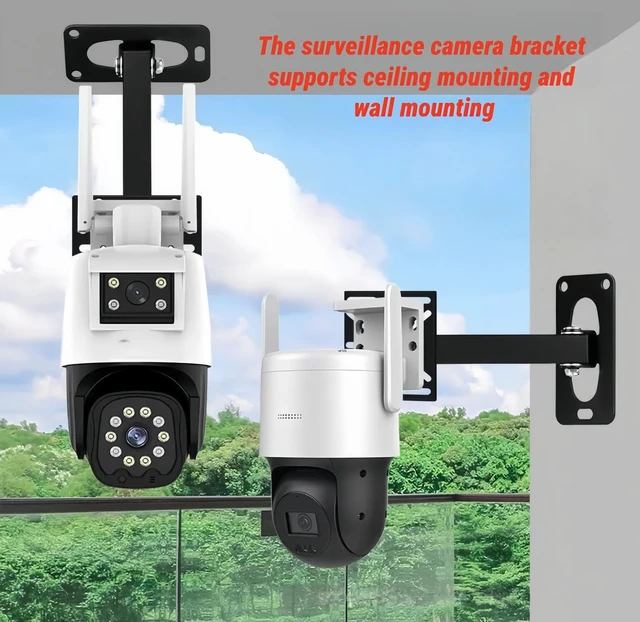 Alt view image 6 of 6 - Adjustable CCTV Camera Wall Mount Bracket, Universal Compatibility for Dome/PTZ Cameras & Ball Machines, Indoor/Outdoor Security Camera Holder with Mounting Plate (7.87 inches Black Mount and Plate)