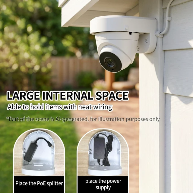 Alt view image 2 of 7 - ZT-NET ZT-NET Indoor Camera Mount ABS Plastic Wall Mount L-Shaped Bracket | for Security Dome IP Camera Mounting, Junction Box Cable Management (4.5in-4PACK)