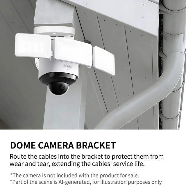 Alt view image 3 of 7 - ZT-NET ZT-NET Indoor Camera Mount ABS Plastic Wall Mount L-Shaped Bracket | for Security Dome IP Camera Mounting, Junction Box Cable Management (4.5in-4PACK)