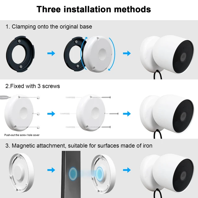 Alt view image 4 of 7 - UYODM Magnetic Wall Mounts Compatible with Google Nest Cam Outdoor or Indoor, Battery - 2nd Generation, Magnetic Replacement Base Plate for Google Nest Camera(Nest Cam Not Included)