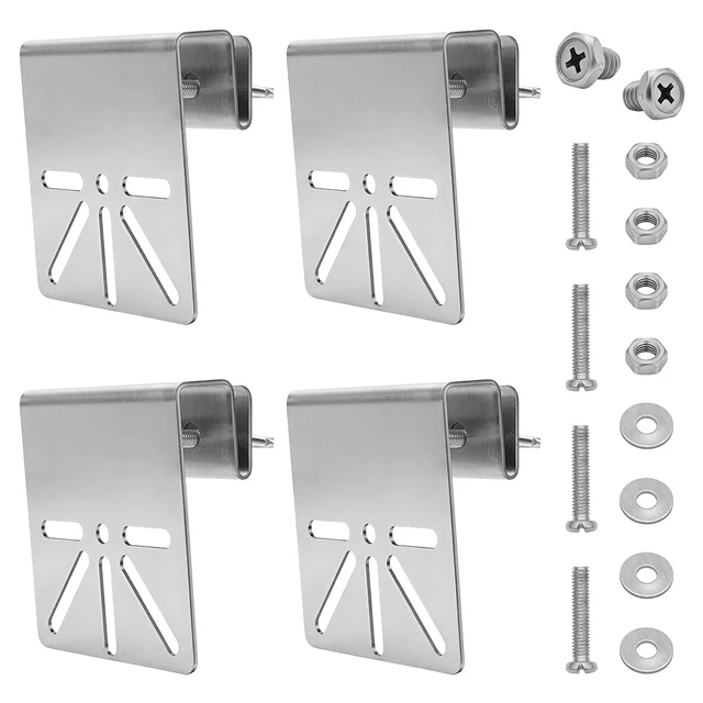 Main image of GOOPESTRY 4 Pack Gutter Mount Bracket for Cameras with Screws and Nuts | Stainless Steel Gutter Wall Mounted Bracket, No-Drill Installation, Outdoor Security Mount for Security Camera, Silver