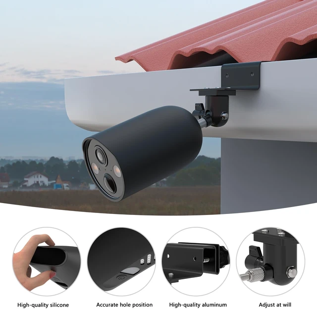 Alt view image 3 of 7 - TIUIHU Gutter Mount Bracket with Silicone Cover Skins Compatible with TP-Link Tapo MagCam C425Tapo MagCam C402 Security Camera(Black)