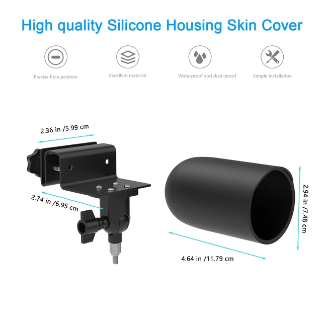 Alt view image 4 of 7 - TIUIHU Gutter Mount Bracket with Silicone Cover Skins Compatible with TP-Link Tapo MagCam C425Tapo MagCam C402 Security Camera(Black)