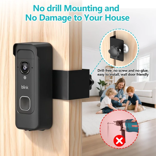 Alt view image 6 of 7 - Anti-Theft Doorbell Mount for Blink Battery Doorbell 2K+(2026 Release) Only, No Drill Doorbell Camera Mount for Blink Doorbell, Video Doorbell Mounting Bracket Holder, Not for Blink Wired Doorbell