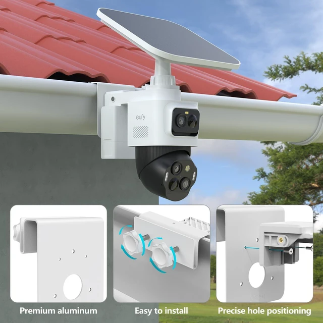 Alt view image 2 of 7 - Lyeiaa Gutter Mount Bracket for eufy PoE NVR Security System S4 Max, eufyCam S4 and eufy PoE Bullet Security Camera E40 Gutter Bracket