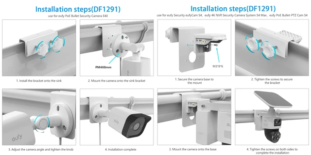 Alt view image 4 of 7 - Koroao Gutter Mount Bracket Compatible with eufy PoE NVR Security System S4 Max,eufyCam S4 and eufy PoE Bullet-PTZ Cam S4 Security Camera (White)