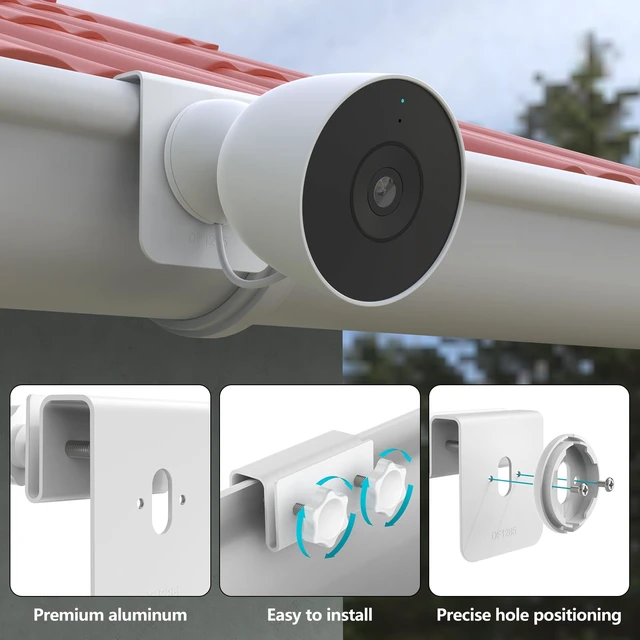 Alt view image 4 of 7 - Koroao Gutter Mount Bracket for Google Nest Cam Outdoor Wired 2nd Gen | Tool-free clamp design, no drilling or wall damage,Rustproof aluminum for year-round outdoor use