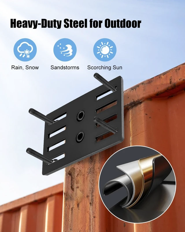 Alt view image 4 of 6 - Camera Mounting Platform for Shipping Containers, Outdoor Lights Mount | No-Drill Adjustable Rail for Conex Box Cameras Lights Ladder Antenna Outdoor Equipment Installation