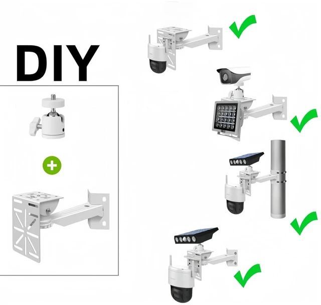 Alt view image 2 of 7 - Coolotic Security Camera Mount System - Modular 3-in-1 Adjustable Clamp-on Bracket | Fit Pole/Corner/Wall, ndoor Outdoo Screw & Clamp Installation for CCTV, Flood Lights, Solar Panels