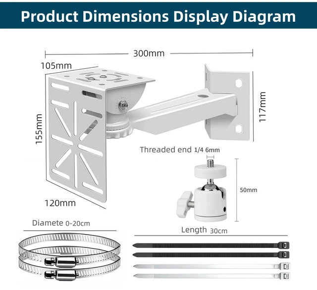 Alt view image 5 of 7 - Coolotic Security Camera Mount System - Modular 3-in-1 Adjustable Clamp-on Bracket | Fit Pole/Corner/Wall, ndoor Outdoo Screw & Clamp Installation for CCTV, Flood Lights, Solar Panels