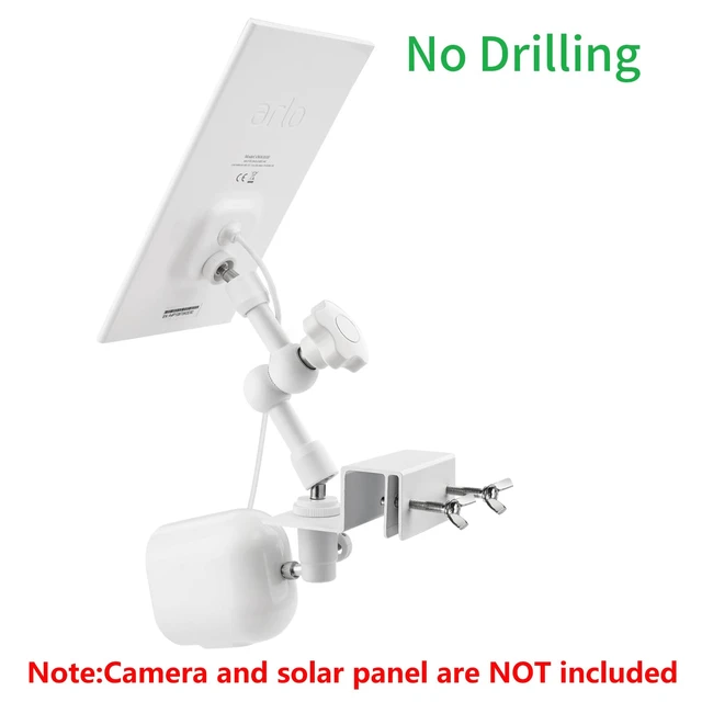 Alt view image 3 of 7 - ALERTCAM 2-in-1 Weatherproof Gutter Mount for Arlo Solar Panel and Arlo Pro 6/Pro 5S/Pro 4/Pro 3/Ultra Security Camera, Perfect Angle to Get Adequate Sunlight - White