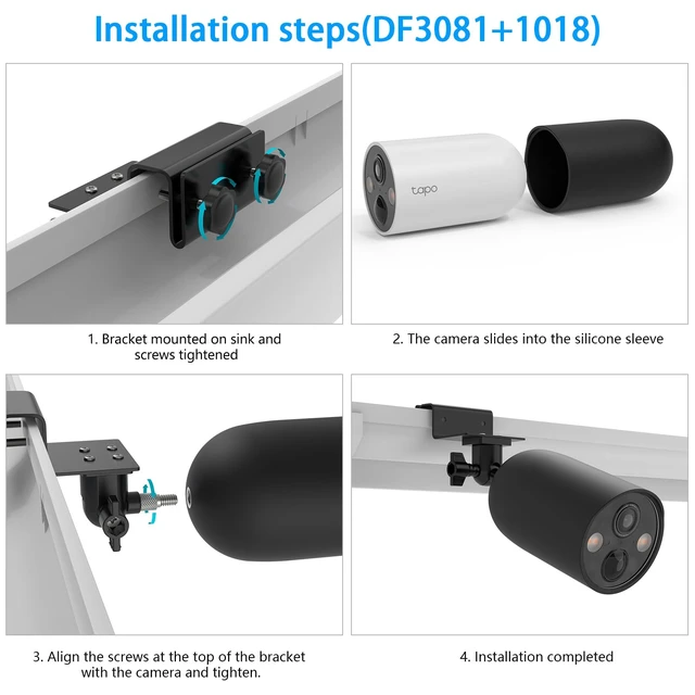 Alt view image 5 of 7 - TIUIHU Gutter Mount Bracket with Silicone Cover Skins Compatible with TP-Link Tapo MagCam C425Tapo MagCam C402 Security Camera(Black)