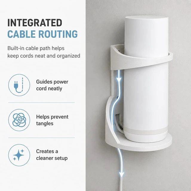 Alt view image 5 of 7 - SplashNColor Wall Mount for SimpliSafe Base Station Space-Saving Vertical Holder | Easy Screw-in Installation | Cable Management Design | Home Security System Organizer
