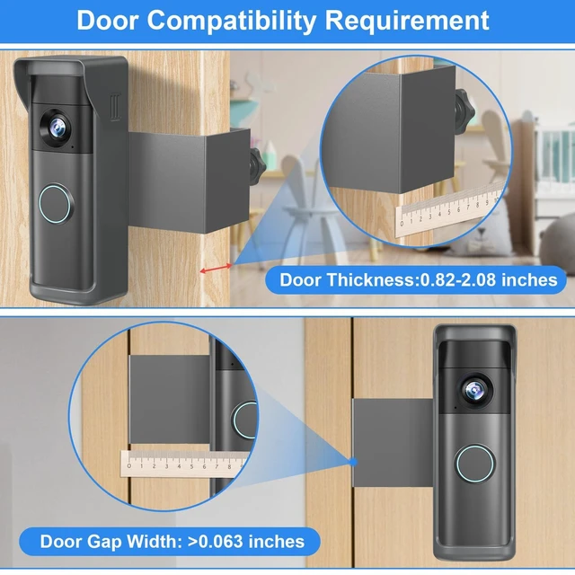 Alt view image 3 of 7 - Anti-Theft Doorbell Mount Compatible with R-ing Newest 2026 Battery Doorbell/Plus/Pro, No Drill Wireless Video Camera Doorbell Bracket with Rain Cover for Apartment Rental, Not for Security Door(Grey)