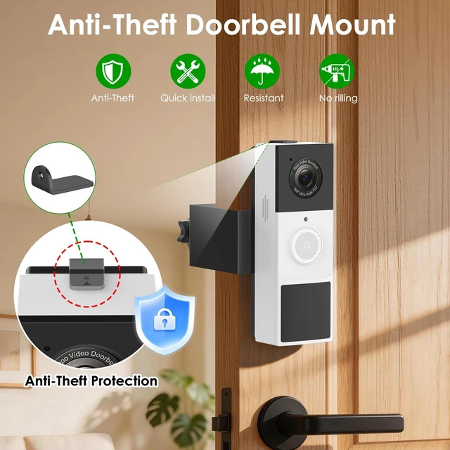 Alt view image 3 of 7 - Anti-Theft Doorbell Mount for Tapo Doorbell Camera D210/D225, No Drill Video Doorbell Mount Adjustable Mounting Bracket for Tapo D210, Fully Metal Door Camera Mount for Home Apartment Rentals