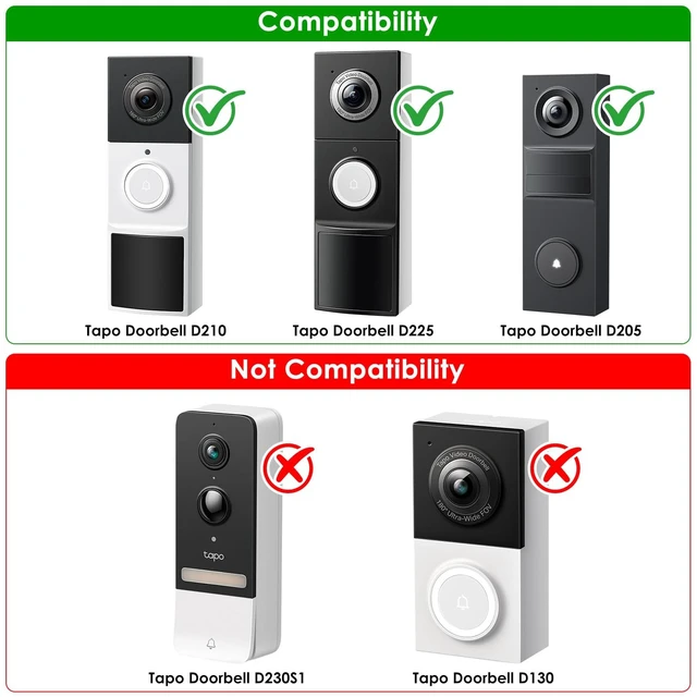 Alt view image 2 of 7 - Anti-Theft Doorbell Mount for Tapo Doorbell Camera D210/D225, No Drill Video Doorbell Mount Adjustable Mounting Bracket for Tapo D210, Fully Metal Door Camera Mount for Home Apartment Rentals