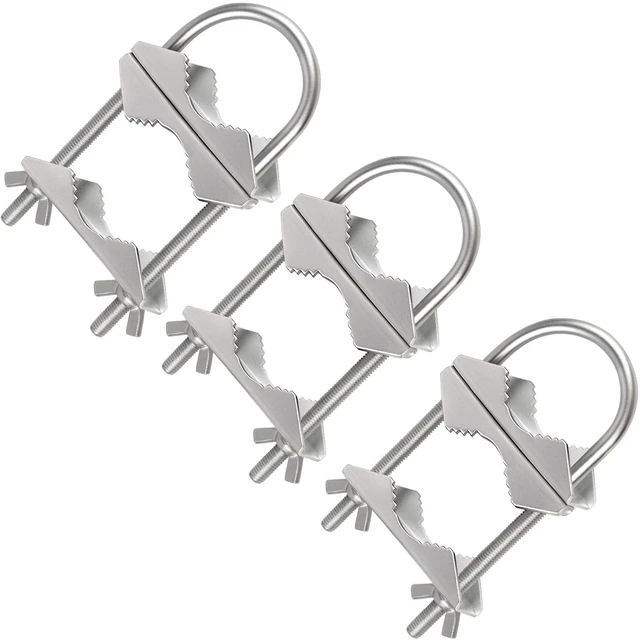 Main image of Dual Antenna Mast Clamp, Galvanized Iron U-Bolt Mounting Bracket for Antennas, Surveillance Poles, Outdoor Equipment, and Flagpoles 3PCS