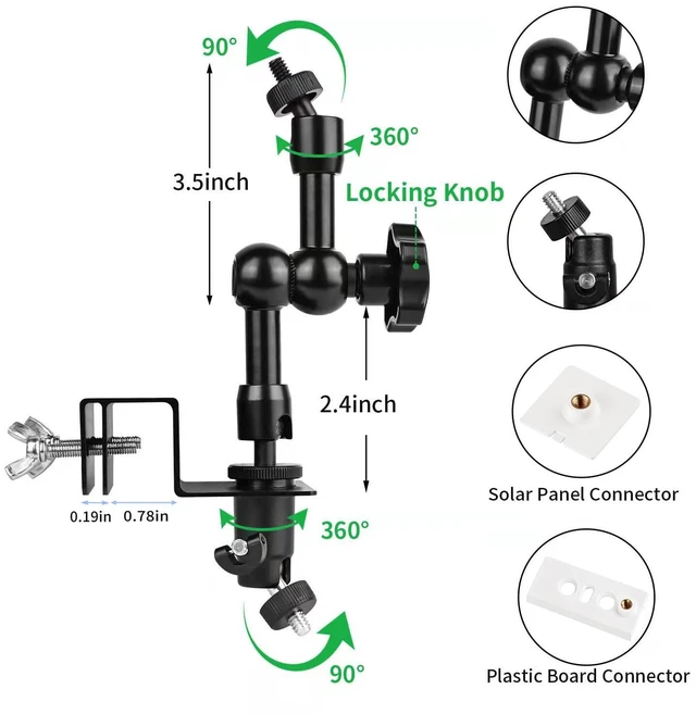 Alt view image 4 of 7 - 2-in-1 Gutter Mount for Solar Panel, Stick Up Cam Battery, Spotlight Cam and Spotlight Cam Plus/Pro(Battery), Perfect Angle to Get Adequate Sunlight for Your Solar Panel - Black