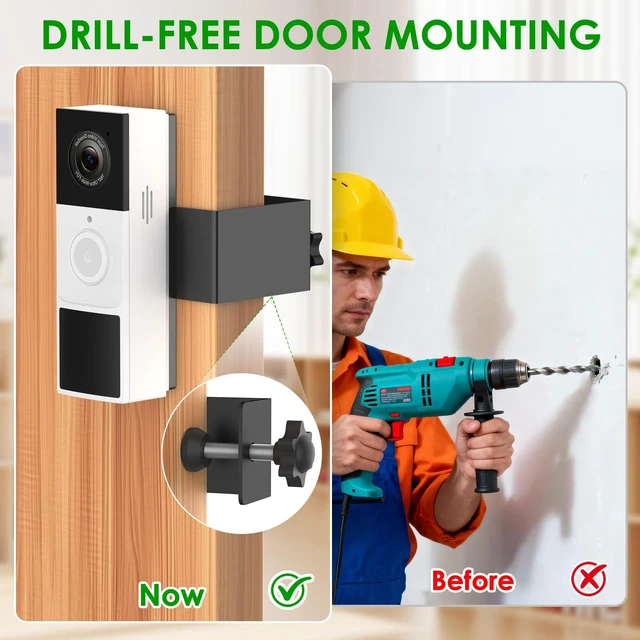 Alt view image 6 of 7 - Anti-Theft Doorbell Mount for Tapo Doorbell Camera D210/D225, No Drill Video Doorbell Mount Adjustable Mounting Bracket for Tapo D210, Fully Metal Door Camera Mount for Home Apartment Rentals