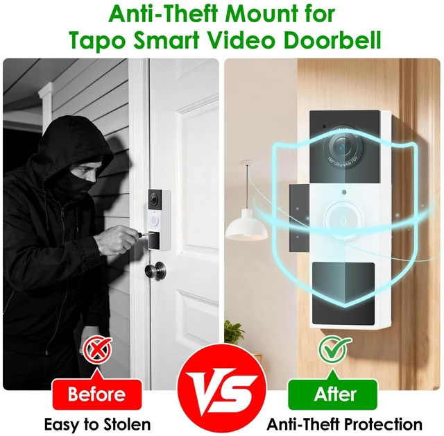 Alt view image 7 of 7 - Anti-Theft Doorbell Mount for Tapo Doorbell Camera D210/D225, No Drill Video Doorbell Mount Adjustable Mounting Bracket for Tapo D210, Fully Metal Door Camera Mount for Home Apartment Rentals