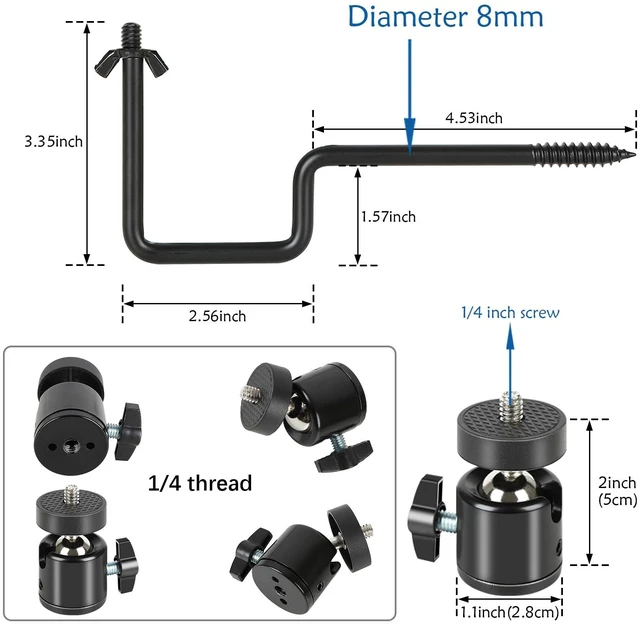 Alt view image 2 of 7 - Danoib Trail Camera Tree Mount, 6 Pack Outdoor Camera Stand Black | 360° Adjustable Head, 1/4 Inch Screw, Game Camera Holder, For Hunting & Wildlife Monitoring
