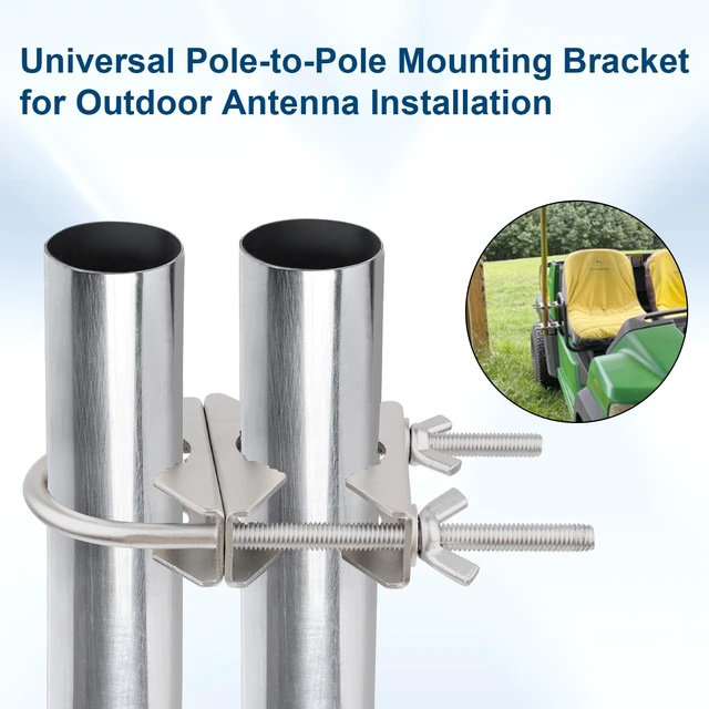 Alt view image 5 of 5 - Dual Antenna Mast Clamp, Galvanized Iron U-Bolt Mounting Bracket for Antennas, Surveillance Poles, Outdoor Equipment, and Flagpoles 3PCS