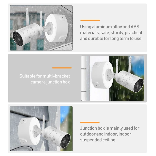 Alt view image 4 of 7 - OSALADI Hemispherical Security Camera Bracket Ceiling Mount Cord Protector Weatherproof Wire Cover Box for Outdoor Electrical Connections