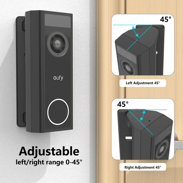 Alt view image 3 of 7 - OkeMeeo 0-45 Degree Angle Mount for eufy Security Video Doorbell C31 | Adjustable Doorbell Mount for eufy, Black, Unified Look, Easy Installation, Not for E340