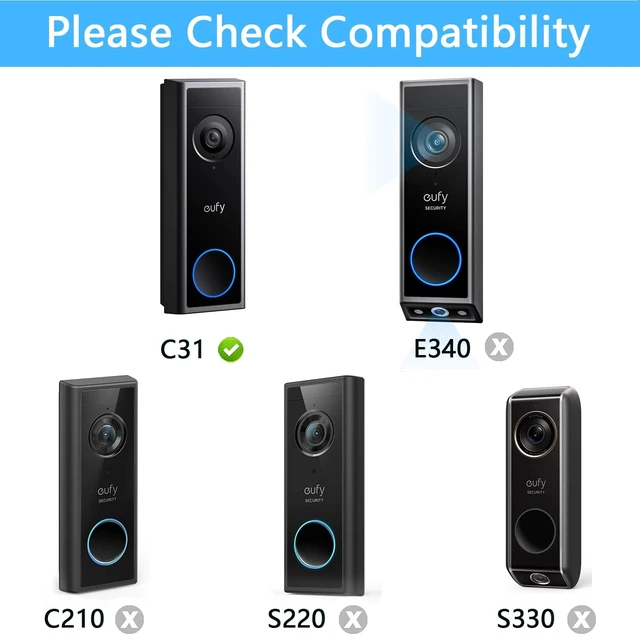 Alt view image 2 of 7 - OkeMeeo 0-45 Degree Angle Mount for eufy Security Video Doorbell C31 | Adjustable Doorbell Mount for eufy, Black, Unified Look, Easy Installation, Not for E340