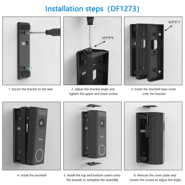 Alt view image 6 of 7 - OkeMeeo 0-45 Degree Angle Mount for eufy Security Video Doorbell C31 | Adjustable Doorbell Mount for eufy, Black, Unified Look, Easy Installation, Not for E340