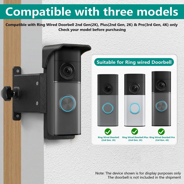 Alt view image 2 of 7 - Doorbell Brick Extender with Enhanced Viewing Angle and Visibility, Ideal for Home Security Installation, Compatible with Ring Wired Doorbell 2nd Gen, Plus(2nd Gen) & Pro(3rd Gen)