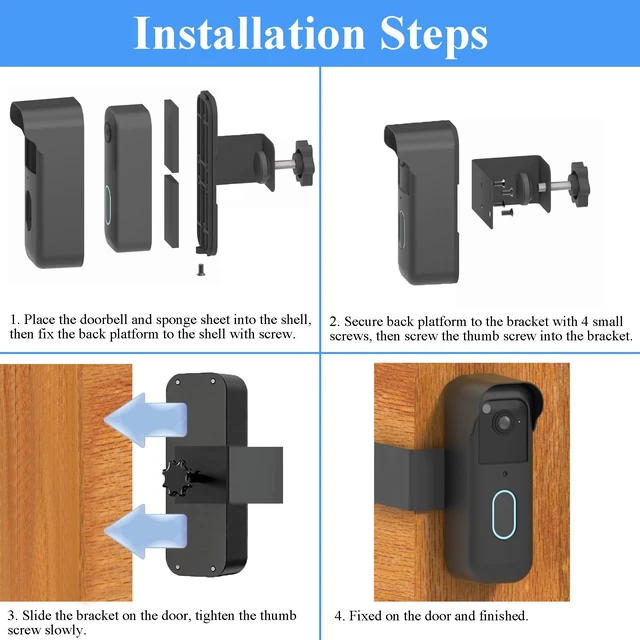 Alt view image 6 of 7 - Anti-Theft Blink Doorbell Mount, No-Drill Mounting Bracket for Blink Video Doorbell 2nd Gen (2025 release), Easy Installation Blink Doorbell Camera Mount Holder for for Rental Apartment Condo