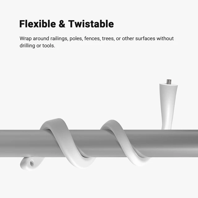 Alt view image 2 of 7 - Holicfun Indoor/Outdoor Security Camera Flexible Twist Mount, White, 2-Pack | Universal 1/4"-20 adjustable bracket, fits Ring/Blink/Arlo/Wyze & more, 17.5-inch gooseneck holder, easy no-drill setup