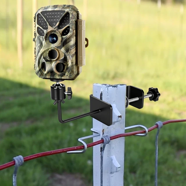 Alt view image 2 of 7 - Danoib T-Post Trail Camera Mount Fits 1-4" Posts, 360° Metal Holder for Hunting, Heavy-Duty Bracket with 1/4" Screw, No-Tool Anti-Slip for Wildlife & Farm Security (Black, 1-4")