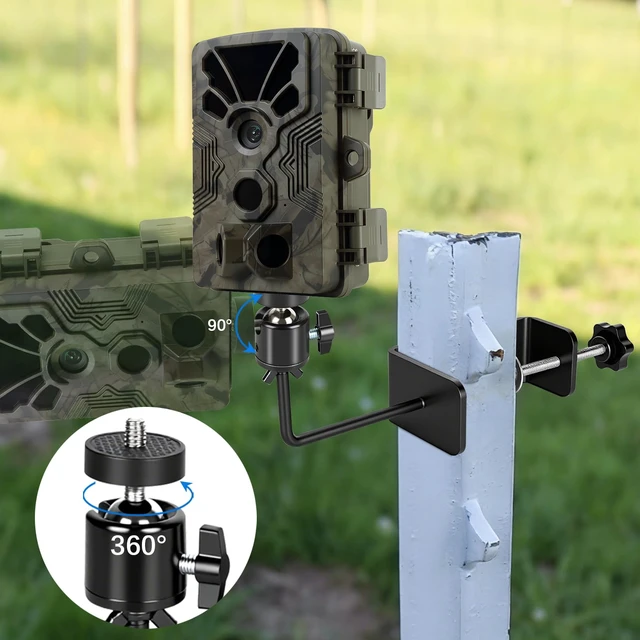 Alt view image 6 of 7 - Danoib T-Post Trail Camera Mount Fits 1-4" Posts, 360° Metal Holder for Hunting, Heavy-Duty Bracket with 1/4" Screw, No-Tool Anti-Slip for Wildlife & Farm Security (Black, 1-4")