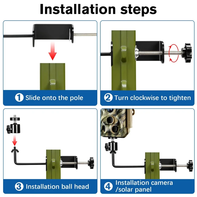 Alt view image 4 of 7 - Danoib T-Post Trail Camera Mount Fits 1-4" Posts, 360° Metal Holder for Hunting, Heavy-Duty Bracket with 1/4" Screw, No-Tool Anti-Slip for Wildlife & Farm Security (Black, 1-4")