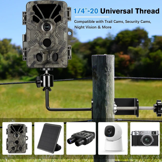 Alt view image 7 of 7 - Danoib T-Post Trail Camera Mount Fits 1-4" Posts, 360° Metal Holder for Hunting, Heavy-Duty Bracket with 1/4" Screw, No-Tool Anti-Slip for Wildlife & Farm Security (Black, 1-4")