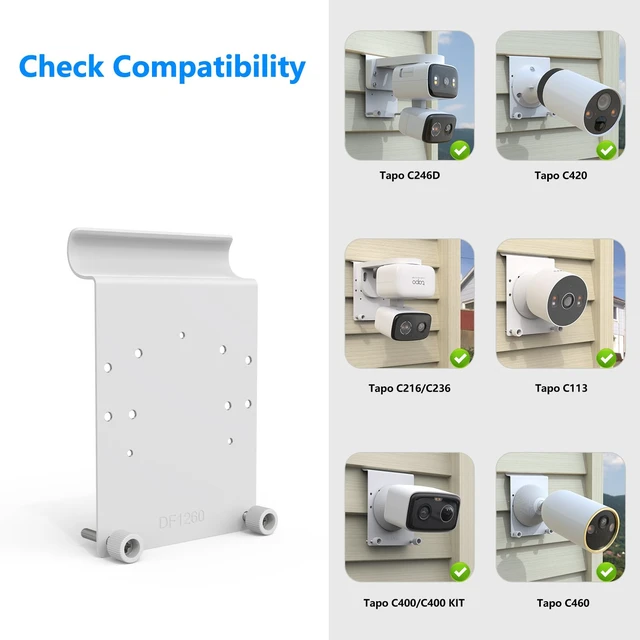 Alt view image 6 of 7 - Koroao Universal Vinyl Siding Mount Compatible with TP-Link Tapo C246D/C236/C216/C217/C113/C420/C400/C400 Kit/C460 Cameras (White)