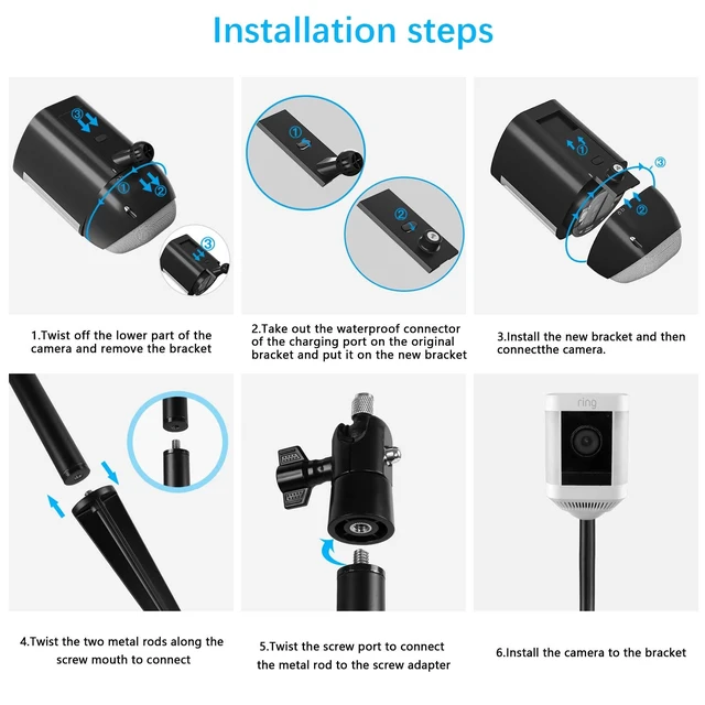 Alt view image 3 of 7 - HOLACA Ground Stake Mount for R-ing Spotlight Cam Plus/Pro, Outdoor Camera | Universally Compatible with Arlo, Eufy, Wyze, Google Nest, Simplisafe Cameras
