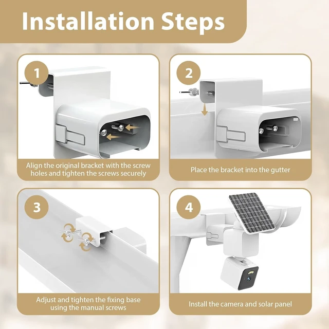 Alt view image 2 of 7 - 2 Pack Gutter Mount Bracket for Wyze Solar Cam Pan 2K | Stainless Steel Rust Prevention | No Drill | Long-term outdoor use | Easy to Install | Stable and Reliable