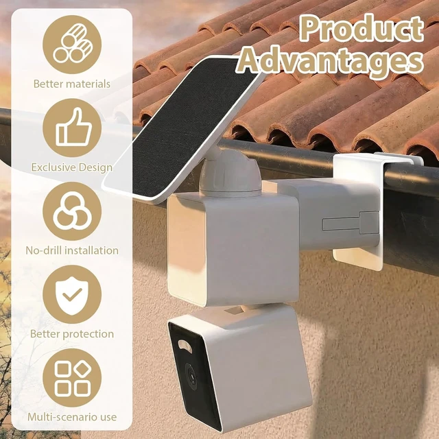 Alt view image 7 of 7 - 2 Pack Gutter Mount Bracket for Wyze Solar Cam Pan 2K | Stainless Steel Rust Prevention | No Drill | Long-term outdoor use | Easy to Install | Stable and Reliable