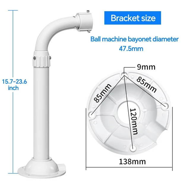 Alt view image 2 of 7 - COMPCCTV Security Camera PTZ Mount Bracket, Dome PTZ Camera Mount Universal Camera Wall Mounting Bracket for CCTV Security Camera/IP Camera, L Type Telescopic Adjustable (16.4-23.8 inch)