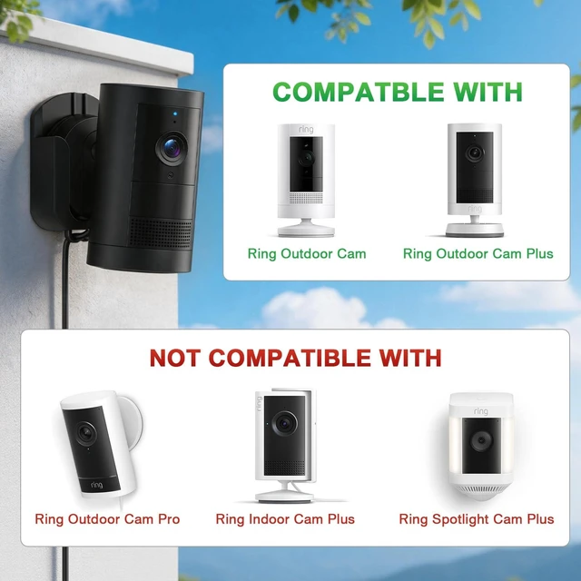 Alt view image 4 of 7 - Adhesive Wall Mount Bracket for Ring Outdoor Cam Plus, Black, 4 Pack | No Drill, Easy Installation with Strong Tape or Screws, Indoor Camera Mount Compatible with Ring Cameras