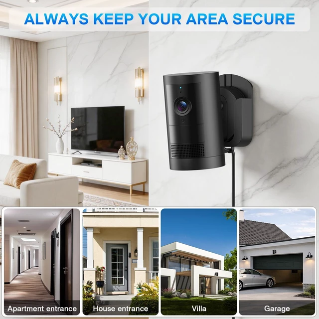 Alt view image 6 of 7 - Adhesive Wall Mount Bracket for Ring Outdoor Cam Plus, Black, 4 Pack | No Drill, Easy Installation with Strong Tape or Screws, Indoor Camera Mount Compatible with Ring Cameras