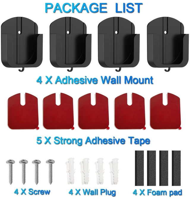 Alt view image 7 of 7 - Adhesive Wall Mount Bracket for Ring Outdoor Cam Plus, Black, 4 Pack | No Drill, Easy Installation with Strong Tape or Screws, Indoor Camera Mount Compatible with Ring Cameras