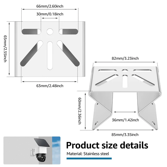 Alt view image 2 of 7 - 3 PCS Corner Camera Mount, Stainless Steel Mounting Bracket Compatible with eufy SoloCam S330/E30, AOSU PTZ Cameras, Solar Panels - Achieve 270° View of Exterior Wall Corner, Silver